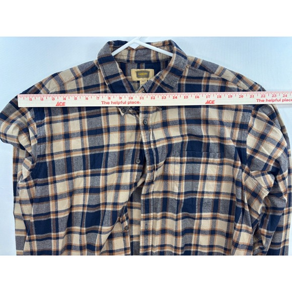 Foundry Flannel Shirt Gray Yellow Plaid Long Sleeve Button Men's Size 2XLT - Picture 7 of 8
